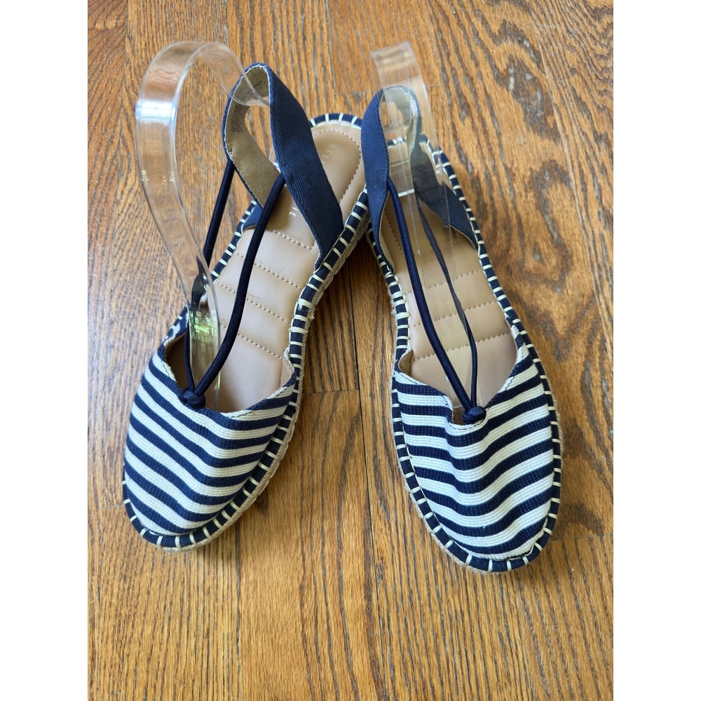Kelly & Katie Cacie Espadrille Slingback Flats Women's 10M Navy White Stripe